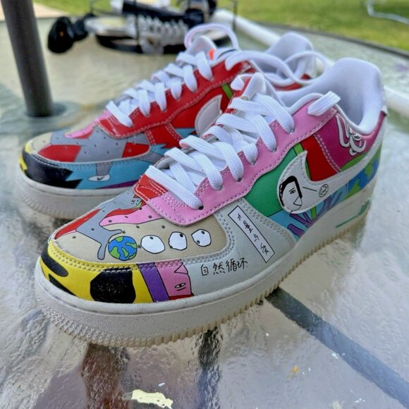 Nike Ruohan Wang x Air Force 1 Low Fly Leather Sneakers CZ3990-900 Unisex Sz 6.5 - Picture 2 of 16